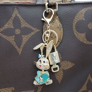 Authentic Louis Vuitton Lock & Key with Unbranded Bunny Charm, Keychain